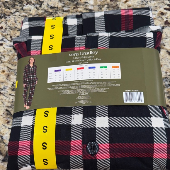 Vera Bradley Black & White Plaid 2-Piece Cotton Pajama Set - Picture 2 of 3